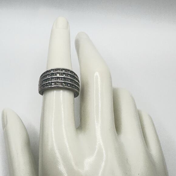 Estate Marcasite Ring Signed MC Marsala Art Deco Style Sterling 925 6g Size 7 - Picture 6 of 6